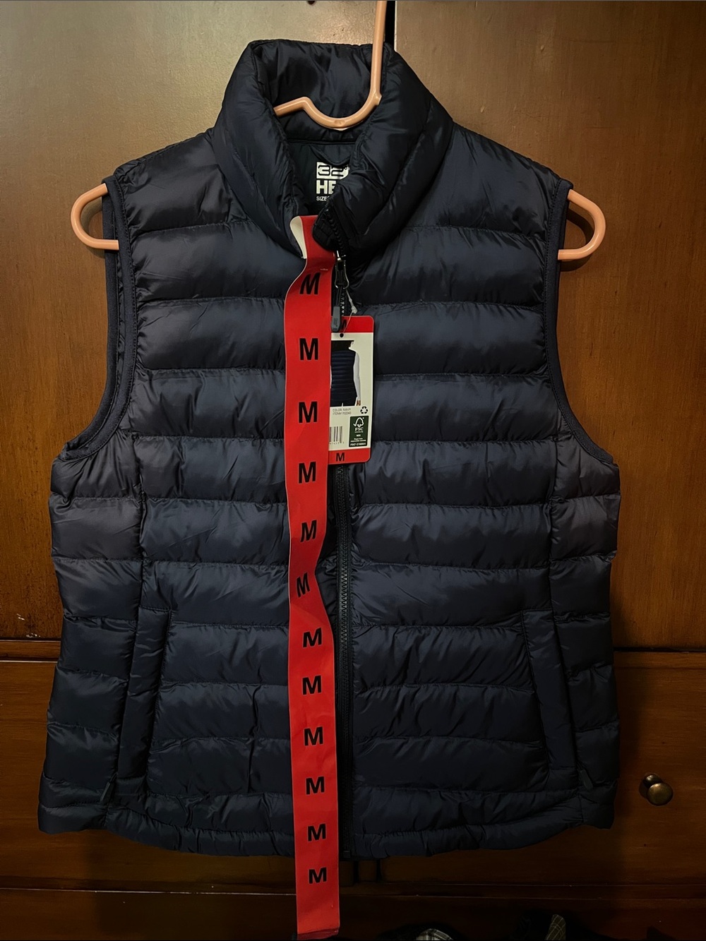 32 Degrees Navy Quilted Puffer Vest with Red Size Tag